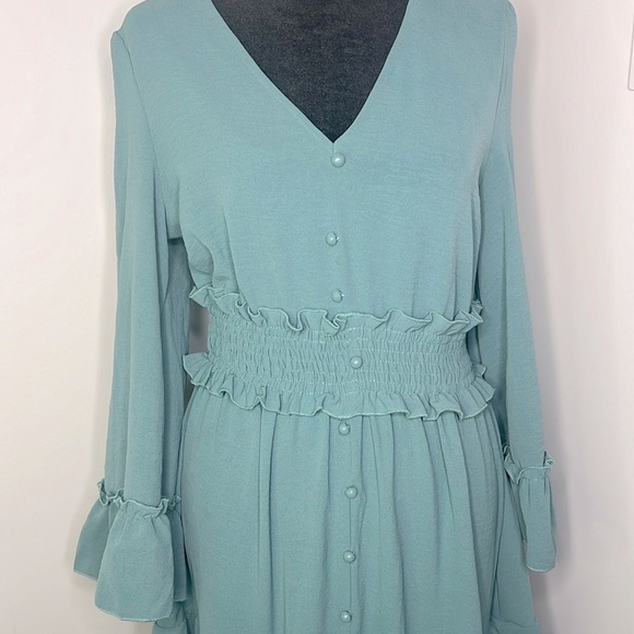 Boho Amegoya Tiered Dress v-neck long sleeve Size S - Picture 3 of 14